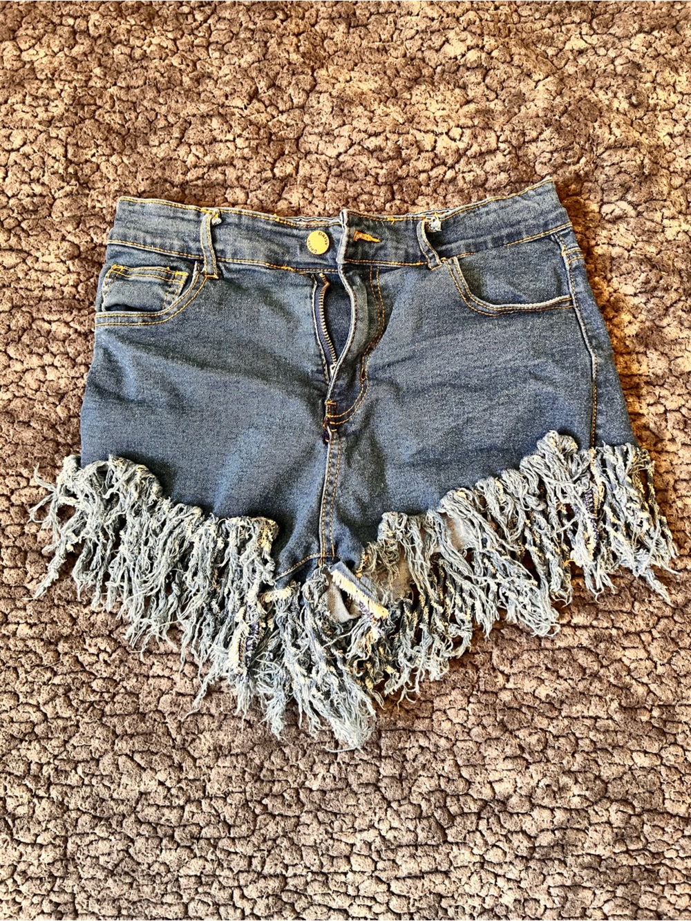 Daisy Denim Fringe Denim Shorts Size M Y2K Festival Distressed